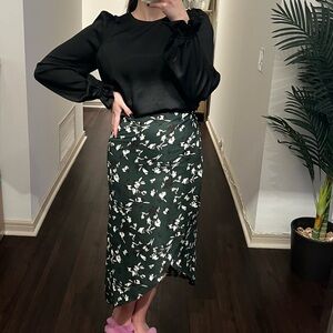 TOOK | Green floral wrap skirt